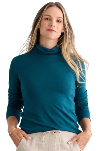 Image of Fair Indigo Women's Organic All-Cotton Luxe Turtleneck