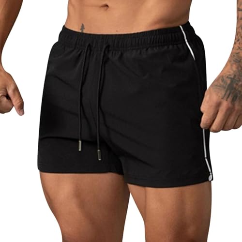 Men Slim Fit Workout Sports Shorts Lightweight Elastic Waist Running Short Pants with Pockets Gym Fitness Activewear