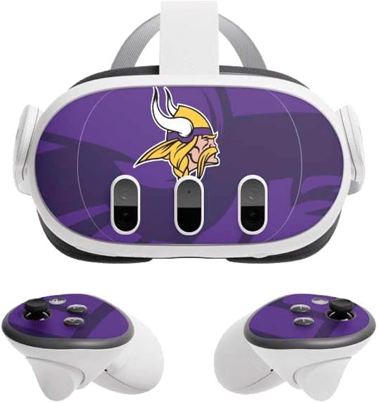 Skinit Decal Gaming Skin Compatible with Meta Quest 3 - Officially Licensed NFL Minnesota Vikings Double Vision Design