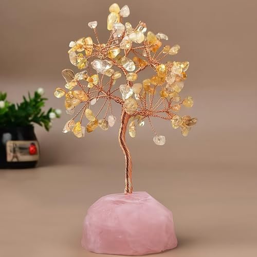 Yttriuny 6.2 In Citrine Crystal Tree of Life,Handmade Healing Gemstones,Money Tree,Healing Trees for Positive Energy,Gifts for Women Mom,Handmade Reiki Gemstones for Home Office Desk Accessories