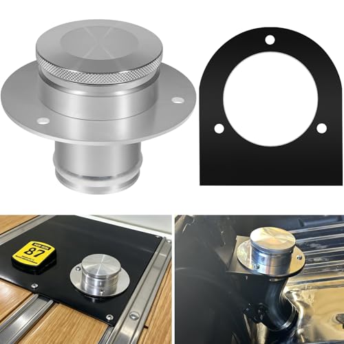 Camoo 17-2530 Remote Fuel Tank Filler Neck With Billet Aluminum Gas Cap & Weld-On Steel Mount Bracket For 2" Hose Connection, Straight