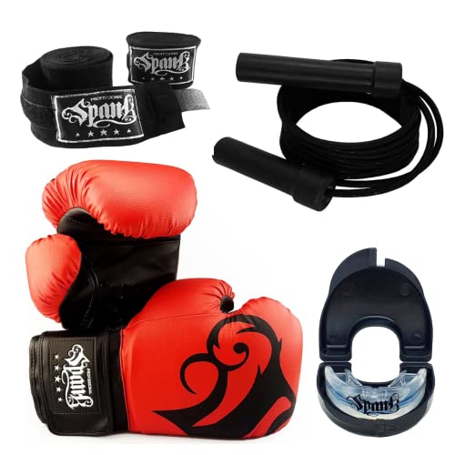 Kit Boxe e Muay Thai com Corda de Pular + Luva de treino + Bandagem com Elasticidade de 3 Metros + P