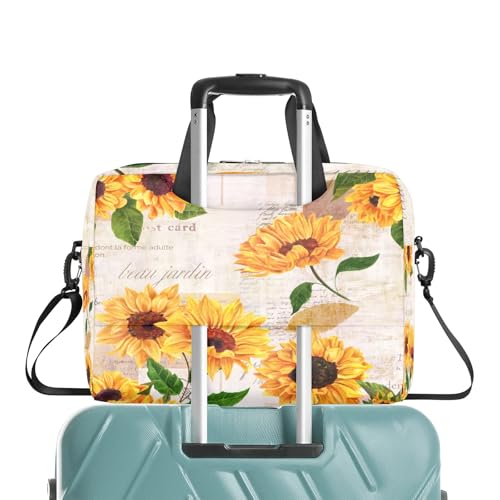 AUUXVA Vintage Flowers Sunflowers Laptop Bag Sleeve Case for Women Men Florals Leaves Briefcase Tablet Messenger Shoulder Bag with Strap Notebook Computer Case 14 15.6 16 Inch for Business