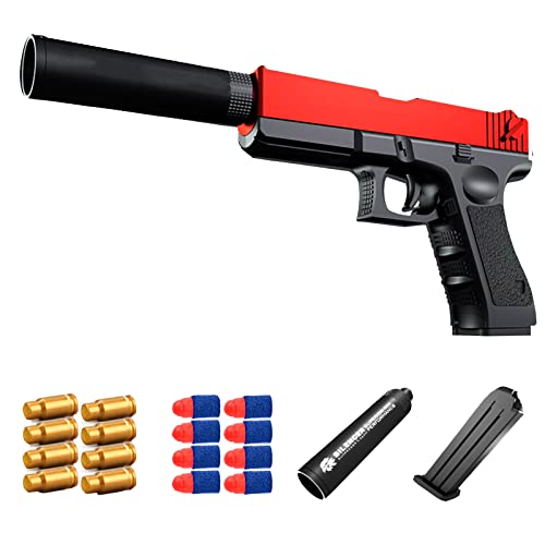 TIANANSHIJIA Shell Ejection Soft Bullet Toy Gun,Toy Guns That Look Real,Soft Bullet Gun,Manual Loading, Exercise Children's Hand-Eye Coordination (Black Red-B)