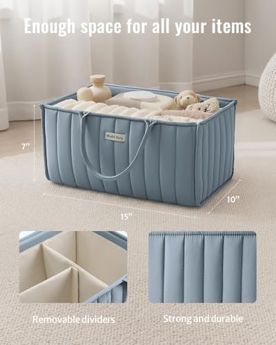 Image of Blissful Diary Baby Diaper Caddy Organizer, Stylish Storage Basket for