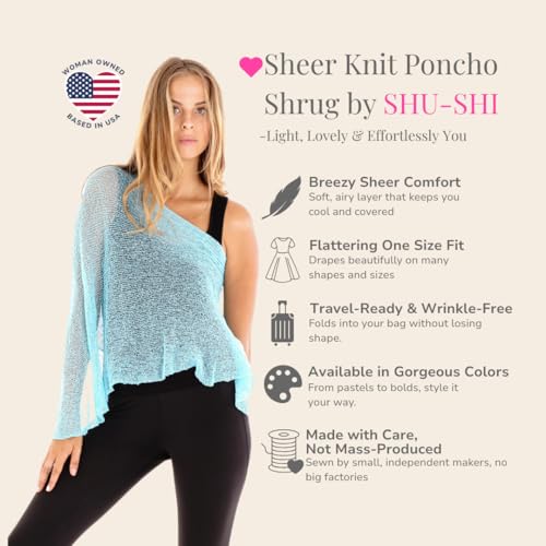 Image of SHU-SHI Womens Sheer Knit Poncho Shrug Lightweight Cover Up One Size Fits Most