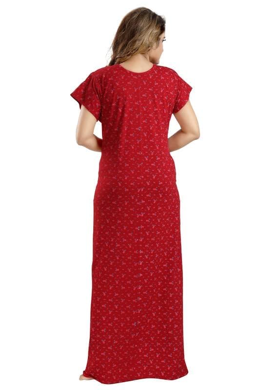 Image of Onekbhalo Women's Cotton Floral Kaftan Nighty Maxi Gown (OK Free Size)