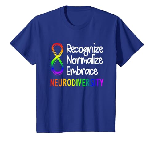 Neurodiversity Shirt Autism Spectrum ASD Rainbow Infinity T-Shirt, Youth, Royal Blue, 3T
