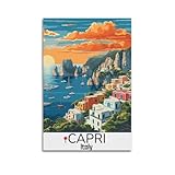 Retro-Poster, Capri, Sonnenuntergang, Italien, Poster, 