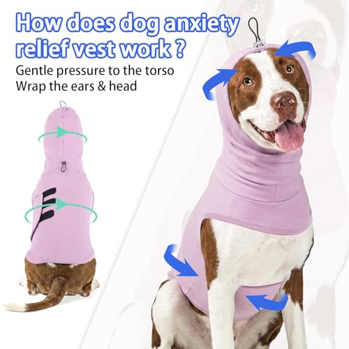 Image of MIGOHI Anxiety Vest for Small Dogs | Dog Calming Vest for Separation,Soft Dog Anxiety Shirt,Anxiety Jacket for Dogs with Ear Wrap to Reduce Noise Stress,Fireworks,Thunderstorm,Purple,S
