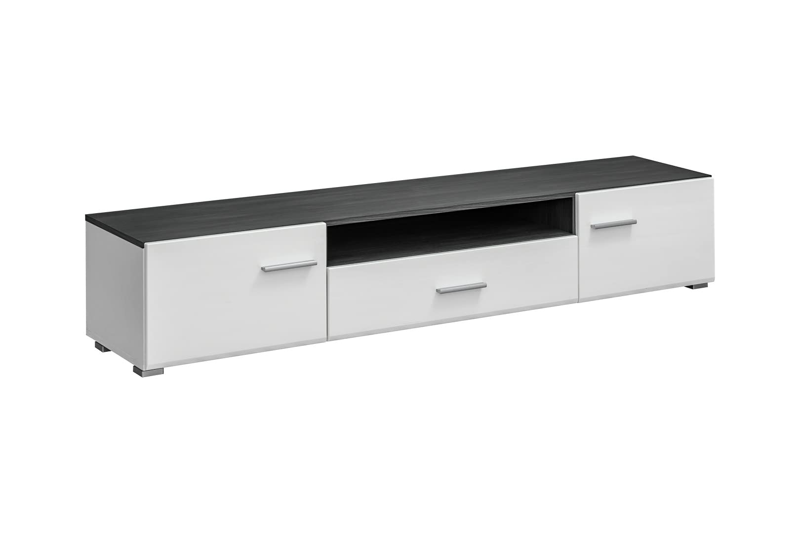 Generisch Wohnwand SOLIDO Twin Wohnzimmerset TV Wand Weiß Hochglanz Anbauwand Wohnzimmer Fernsehwand