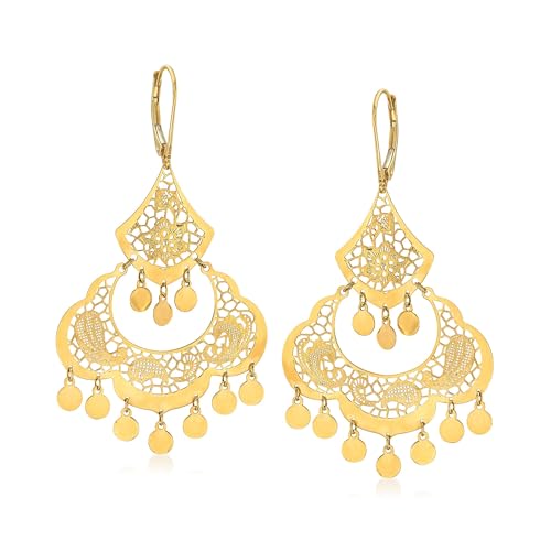 Ross-Simons Italian 14kt Yellow Gold Filigree Chandelier Earrings