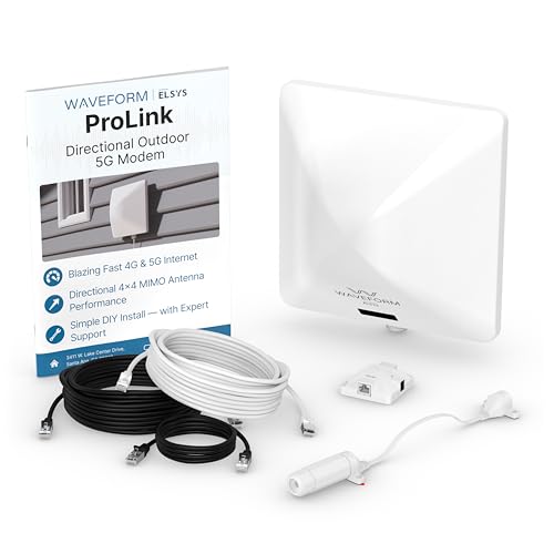Image of Waveform ProLink: Directional Outdoor 5G NR SA /NSA Modem | x62 Modem Dual SIM | 4x4 High-Gain Antenna | IP65 Waterproof CPE for T-Mobile, Verizon, AT&T | Up to 2.5 Gbps | Includes Window Entry Cable