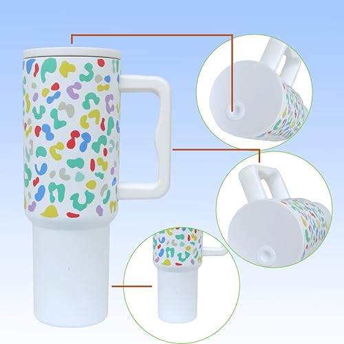 Image of Stainless Steel 1200 ml Vacuum Tumbler with Lid & Straw - Double‑Wall Insulated Cup for Travel, Gym & Office - Keeps Beverages Hot or Cold - 1.2 L Capacity (White Multi)
