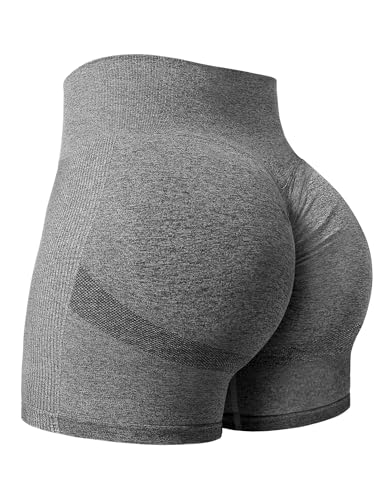 Yiifit Damen Nahtlose Scrunch Lächeln Kontur Yoga Laufen Sport aktiv Übung Fitness-Shorts Dunkelgrau X-Small