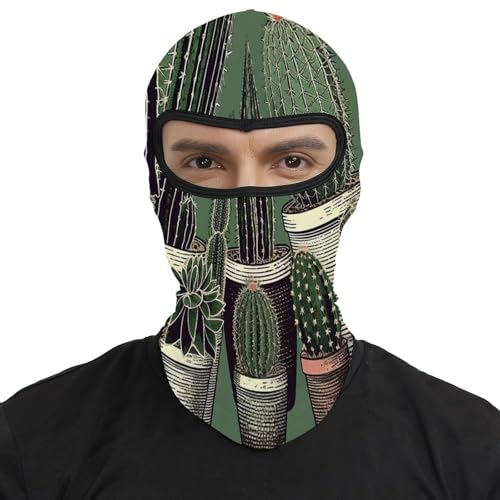 Pasamontaña térmico para hombre y mujer con estampado de cactus verde, máscara facial para esquí, motocicleta y clima frío miniatura 2