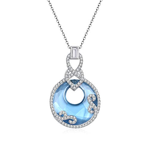 ZCCZJS Collar de Cristal de Moda S925 Collar Colgante geométrico de Plata esterlina
