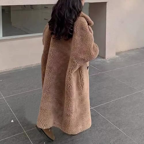 Girls Faux Fur Coat Long Windbreaker Jacket Fuzzy Fleece Winter Warm Lapel Collar Button Sherpa Overcoat 2-8 Years2