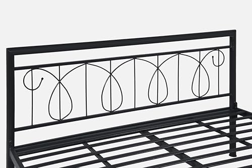 Image of Kovu Metal King Size Bed Without Storage | Wrought Iron Double Bed with Headboard & Footboard | Sturdy Powder Coated Platform Bed King Size Cot for BedroomLivingRoom Black (75x72)