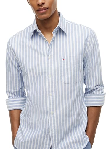 Image of Tommy Hilfiger Men's Long Sleeve Oxford Shirts in Regular Fit, Men's Button Down Shirts, Also Available in Big and Tall