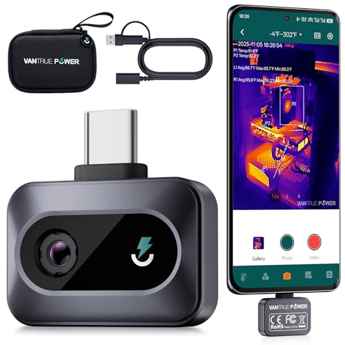 Wärmebildkamera Thermal TS1 für Android, Infrarotkamera Wärmebildkameras mit 512×384 Superauflösung Infrarot Kamera mit USB-C, -20℃-550℃ Haus-Inspektion 15x Zoom