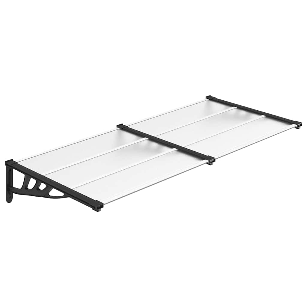 Auvent de porte noir transparent 199 x 90 cm en polycarbonate et aluminium