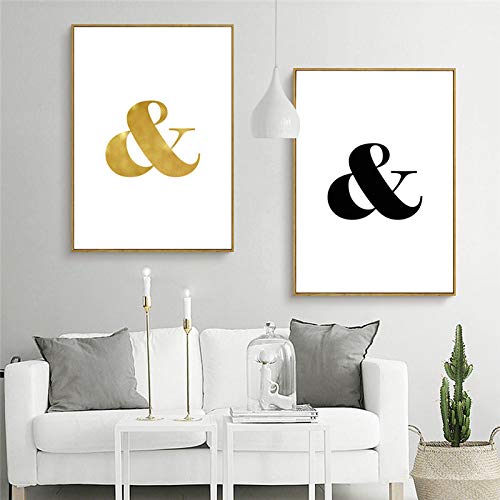 Pintura de lienzo nórdico minimalista negro y oro de 70x100cm para salón