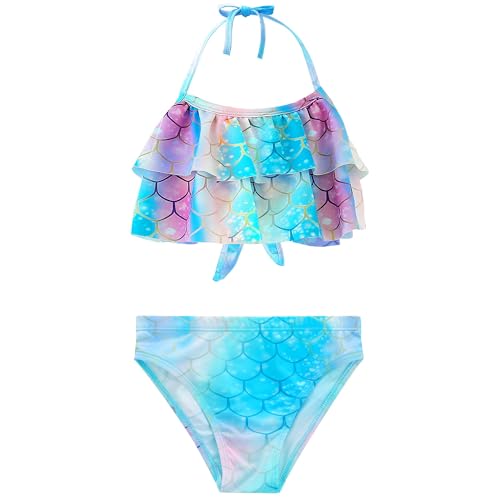 Image of GALLDEALS Girls 3 Piece Swimsuit Bathing Suits Bikini with Cover Up Skirt 3 to 12 Years
