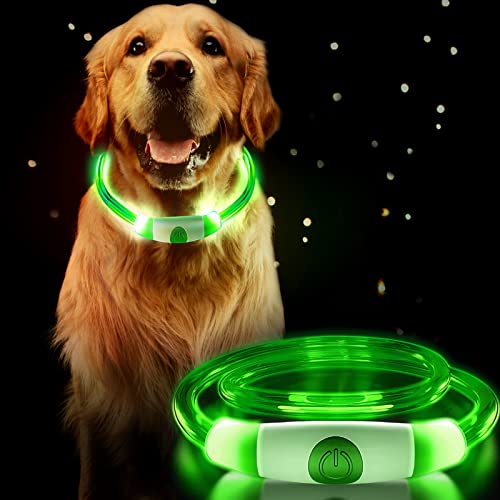Docatgo LED Collier Chien Lumineux Rechargeable, Clignotant Collier Longueur Ajustable 3 Modes de Flash, pour Petits Moyens Grands Chiens Cover