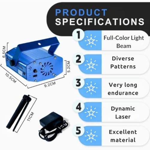 Image of One94Store Christmas Laser Light Projector | Red & Green LED Laser with 12 Designs | Moving Pattern Projector with Tripod Stand, USB Cable & Adapter | for Home, Party & Festival Decoration