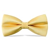 WELROG Pre-Tied Adjustable Bow Tie for Men,Boys & Kids - Silk Satin Textured Neckband for Wedding,Party,Christening,Photo Shoots 10x5cm(Yellow)