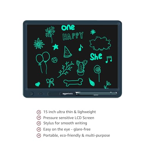 Image of amazon basics Magic Wireless Slate 15-inch LCD Writing Tablet with Stylus Pen, for Drawing, Playing, Noting by Kids & Adults, Black