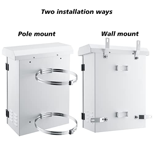 Ordentlich Ip55 Weatherproof Outdoor Metal Box Wall-Mounted Electronic Equipment Enclosure Box With Mounting Plate, Pole And Wall Bracket (19.6'' X 15.7'' X 7.9'') #TOP1
