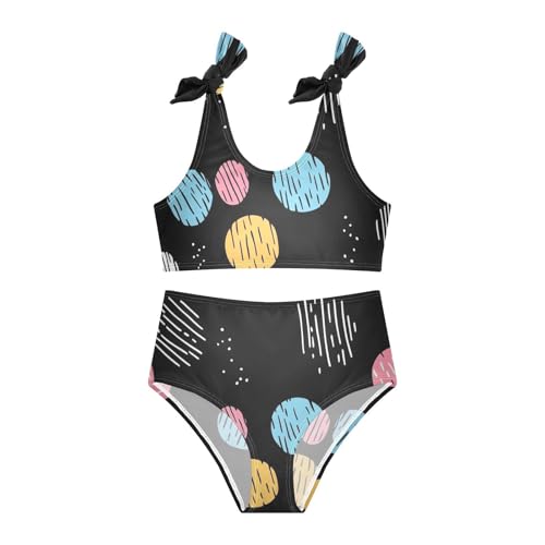 KLL Crayon Polka Dots Black Pattern Girls' 2 Pieces Bikini Sets Beach Bathing Suit Swimwear Adjustable Strap3