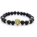 Pusheng Lava Rock Stone Bead Bracelets Set Beeded Lion Leopard Elastic Bracelet,8MM