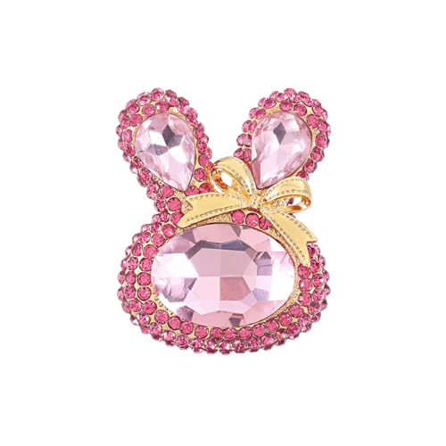 Rhinestones Rabbit Brooch Pins Fashionable Bunny Pin Graduation Easter Holiday Lovely Cute Animal Costume Jewelry Gifts (Pink)