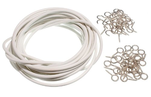 Curtain Net Expanding Wire White 15 Metre 15M With 26 Hooks & 26 Eyes Cp-image-27