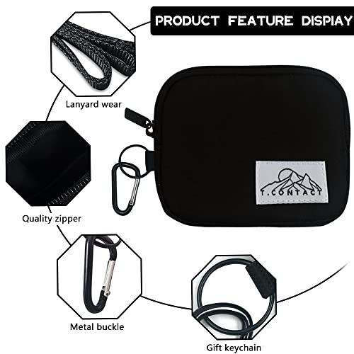 T.contact Lanyard Bag Coin Purse Wallet Keychain Zipper Documents Men Ladies Boys Girls Coin Purse Fabric Change Pouch (Black) #TOP2