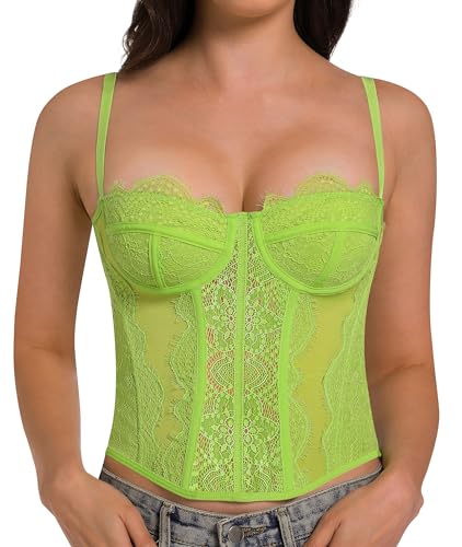 Image of Raxnode Lace Bustier Corset Tops for Women - Sexy Going Out Party Club Top with Buckle