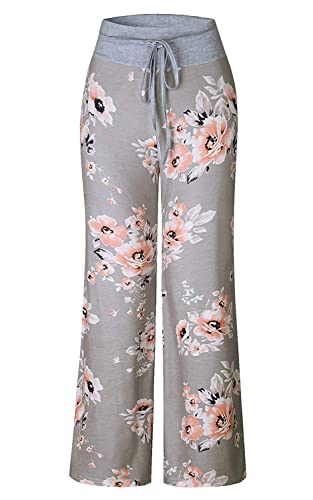 Image of NEWCOSPLAY Women's Comfy Pajama Pants Casual Drawstring Palazzo Lounge Wide Leg Pants
