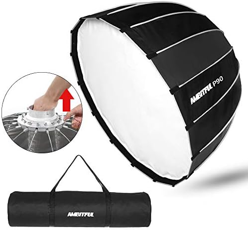 AMBITFUL Portable P90 90CM Quickly Fast Installation Deep Parabolic Softbox Bowens Flash Speedlite Reflector Studio Softbox