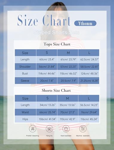 Image of Ythomm Striped Pajamas Shorts Sets Women 2 Piece Lounge Outfits Short Sleeve Tees Drawstring Shorts Summer Matching Pj Sets