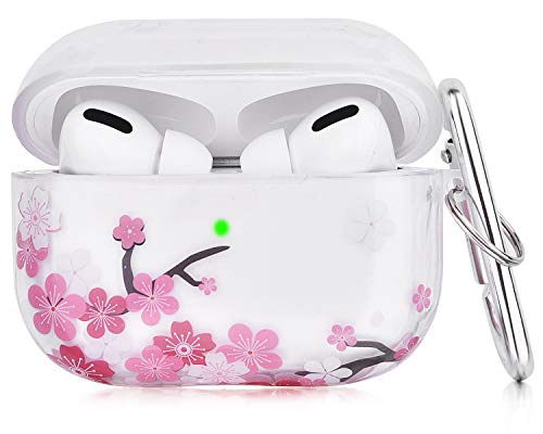 V-MORO Compatible with Airpods Pro Case, Cute Clear Airpod Pro Case Cover Transparent Protective Case Girl for Apple Airpods Pro [Front LED Visible] Charging Skin Women ( Plum Flower)