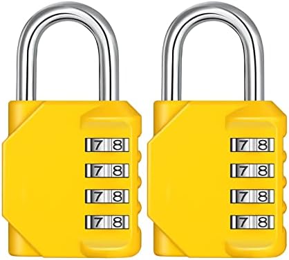 ZHEGE Combination Padlock, 4 Digit Combination Locker Padlock, Resettable Combo Lock for School and Gym Lockers, Weatherproof Padlock Outdoor for Backyard Fence Gate, Sheds, Garage Door (Red)