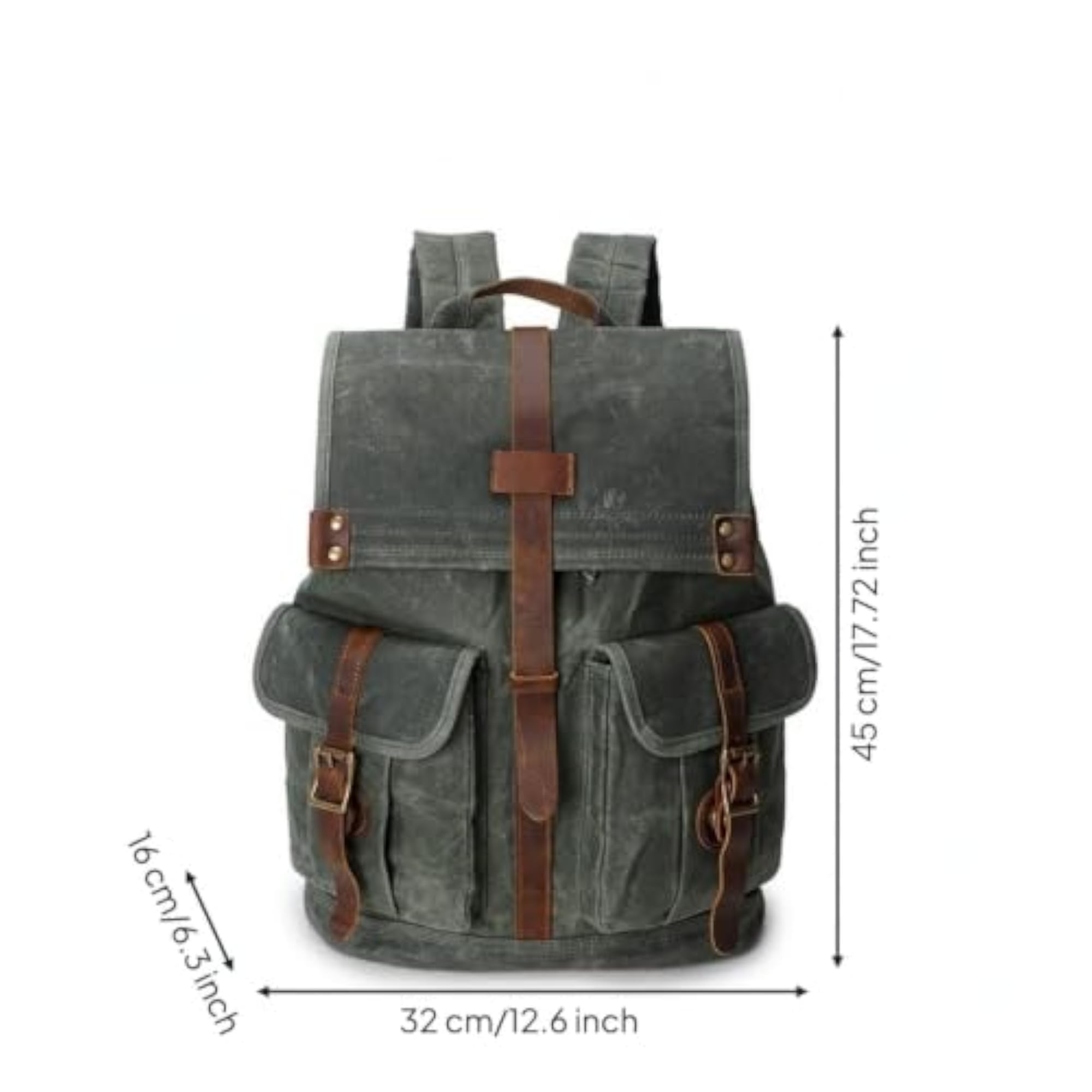 Vintage Style Canvas Backpack with Leather Trim