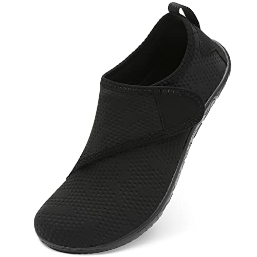 Fires Water Shoes for Womens Mens Barefoot Quick-Dry Aqua Water Socks for Beach Swim Surf Yoga Slip-on Durable Pool Lake Shoes FTBlack 13-14 Women/11-12 Men