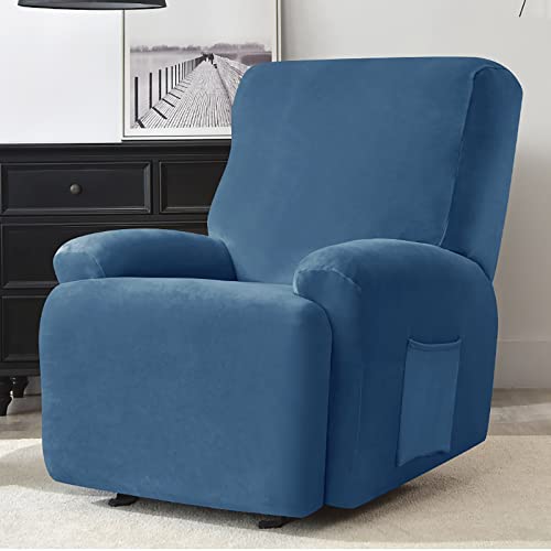 Funda de sillón de terciopelo elástica de 4 piezas para renovar mueble 3