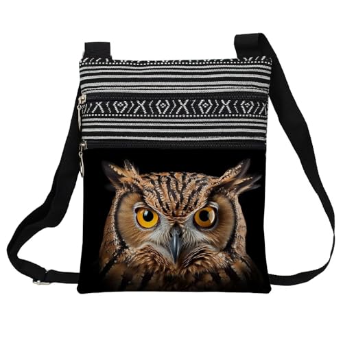 Owl Messenger Bag Small Ethnic Pattern Printed Adjustable Strap Crossbody Zipper Bag Owl Phone Bag Wallet Cute Shoulder Handbag for Women - 2
