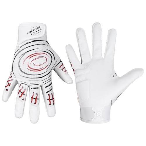 AIGEVTURE Baseball Bating Gloves Kids Youth Baseball Softball Batting Gloves Men Women White Kids L