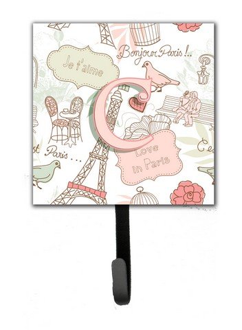 Letter C Love in Paris Pink Leash & Key Holder
